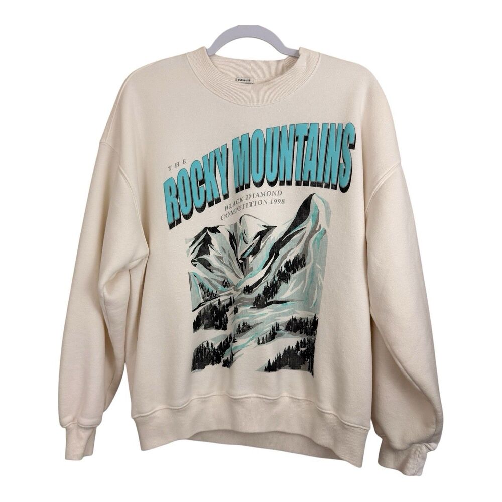 Abercrombie Fitch Soft Fleece Sweatshirt Men Sz Small Oversized Rocky Mountains
